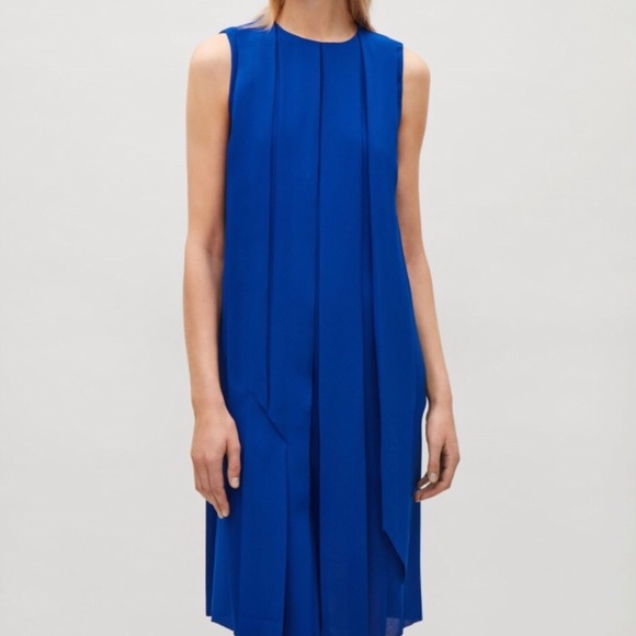 cos sleeveless pleated dress COS Women's Pleated Linen Maxi Dress in Yellow | Cotton